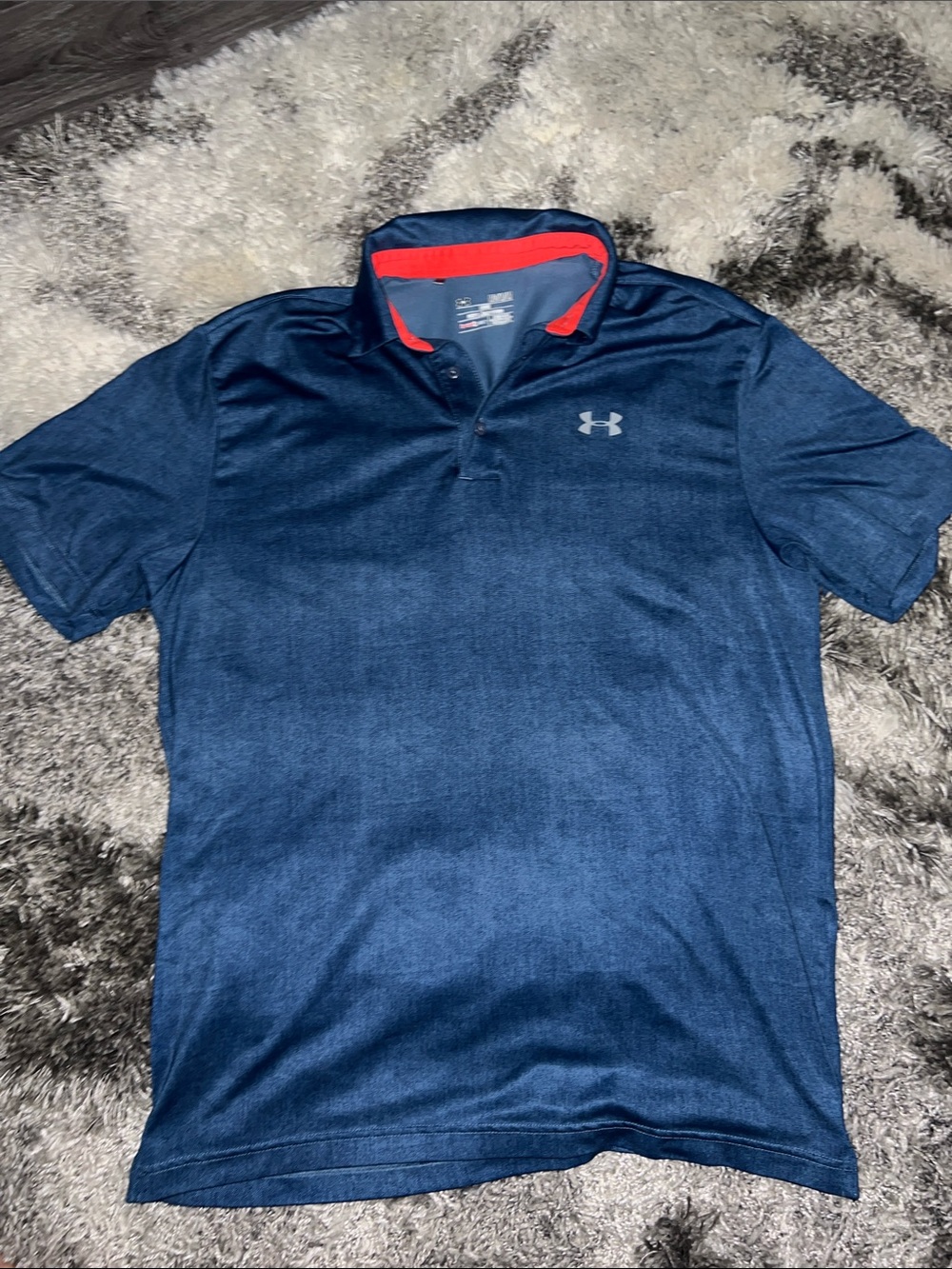Under Armour Men's Navy Polo with Red Collar Accent